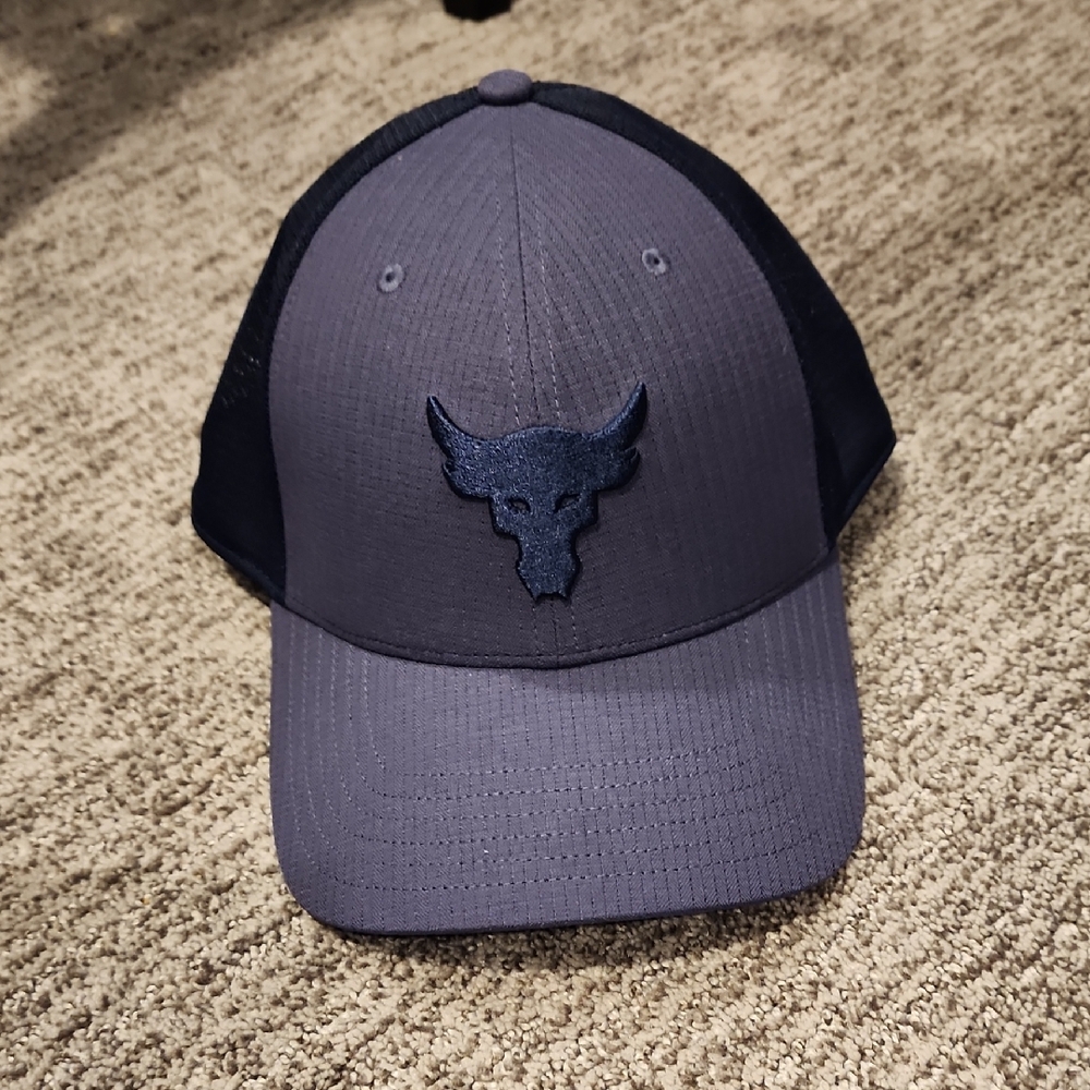 Under Armour Project Rock Snapback Hat Navy Blue Mesh Back